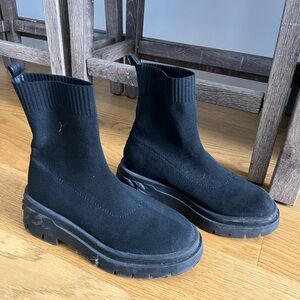 Aldo Black Knit Sock-Style Platform Heeled Boots